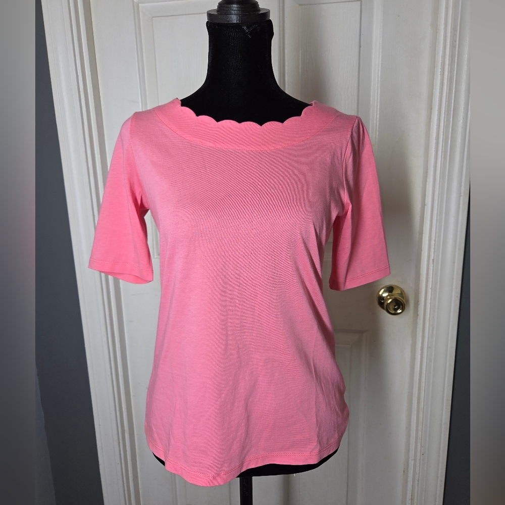 Talbots Pink Scallop Neck Women's Top Womens Size P